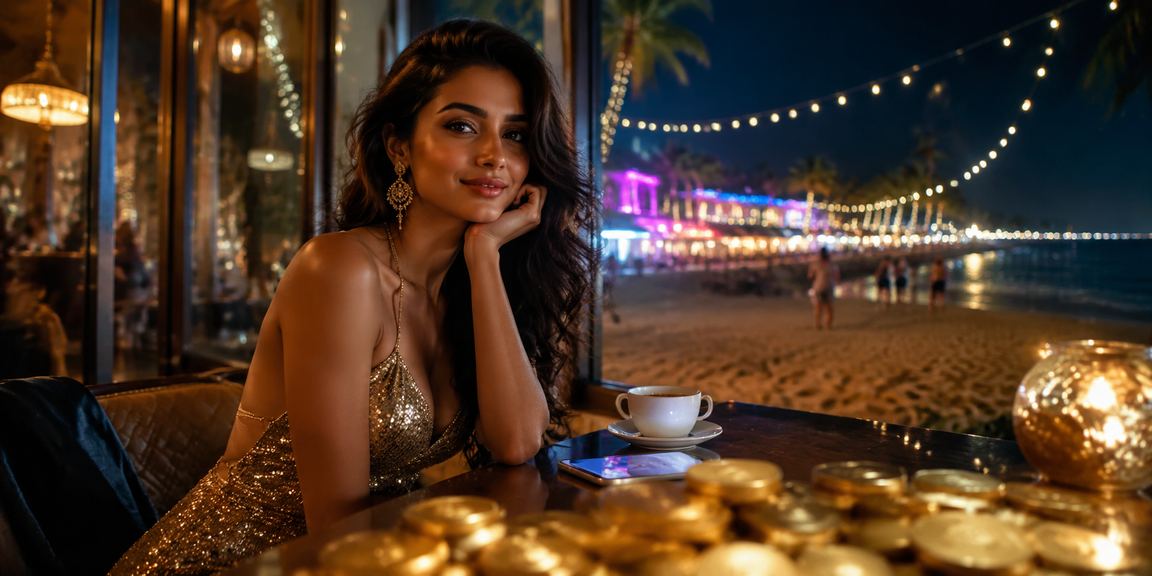 Indian lottery ticket and results displayed on phone at beach