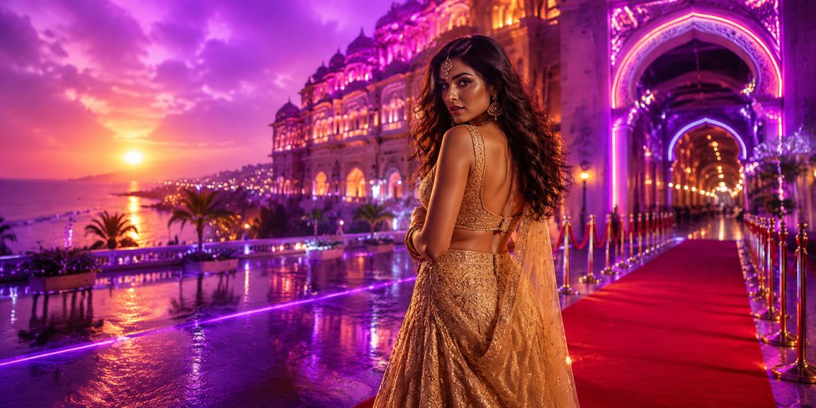 Jaipur Hawa Mahal with festive lights and red envelopes